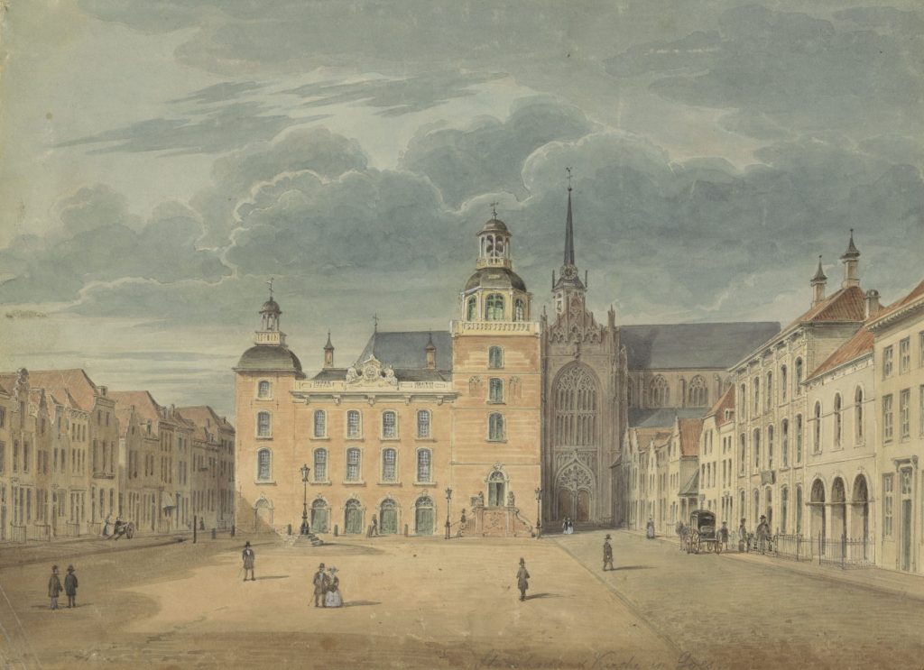 Grote Markt met stadhuis en Grote- of Maria Magdalenakerk