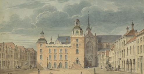 Grote Markt met stadhuis en Grote- of Maria Magdalenakerk