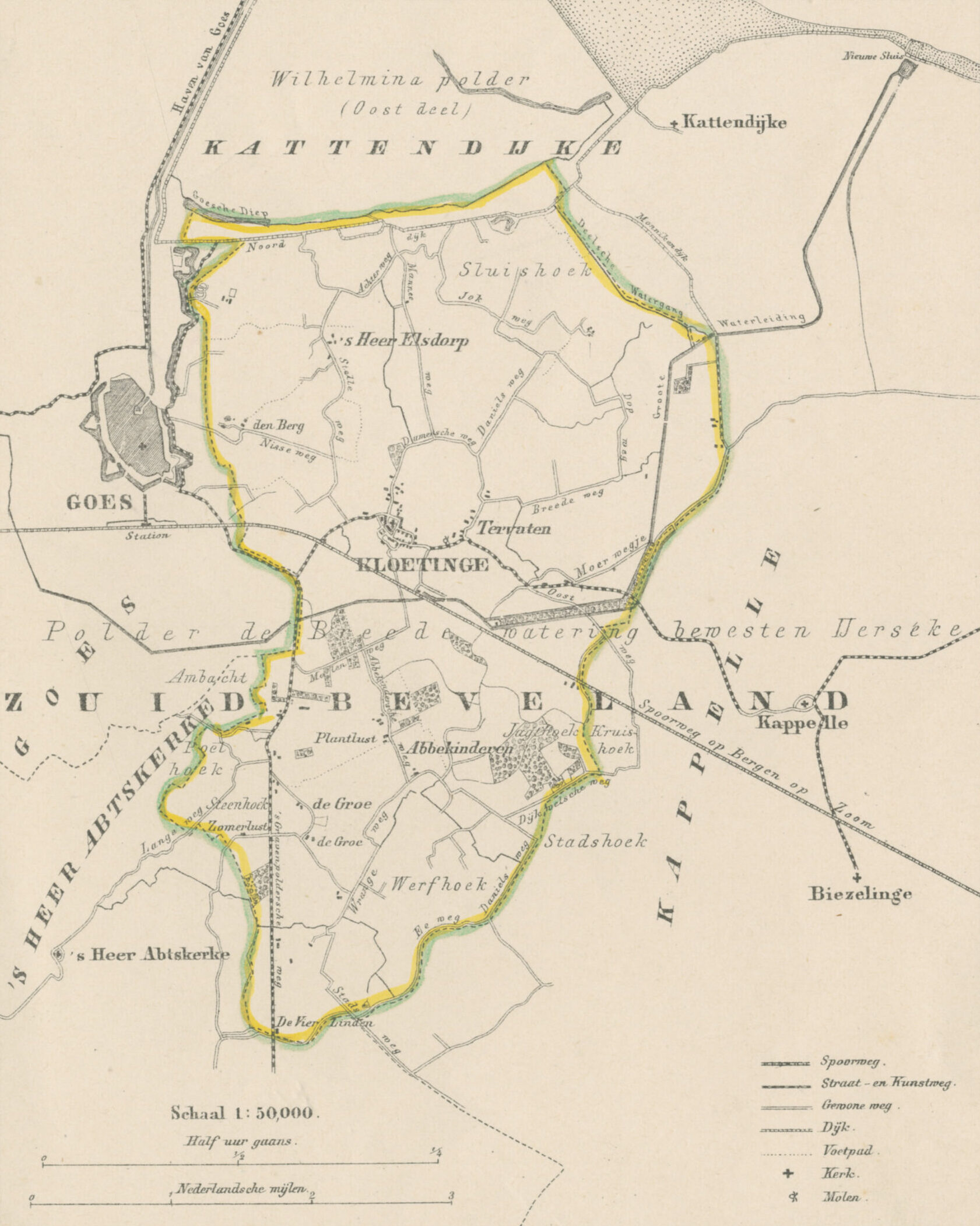 Topografische kaart van de gemeente Kloetinge