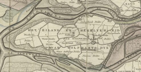 Kaart van het eiland Wolphaartsdijk, uitgegeven in 1753.