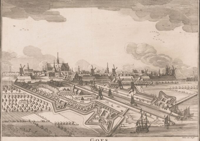 Gravure van Goes en de haven