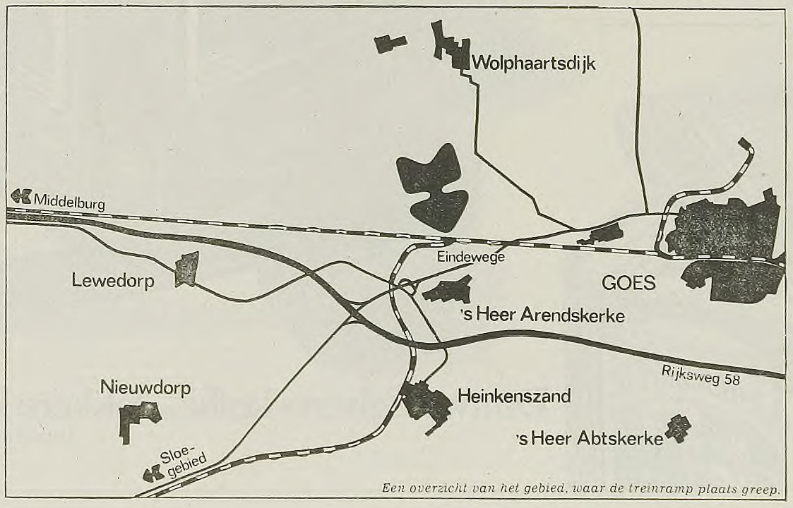 Kaart in de krant me de locatie van het ongeluk